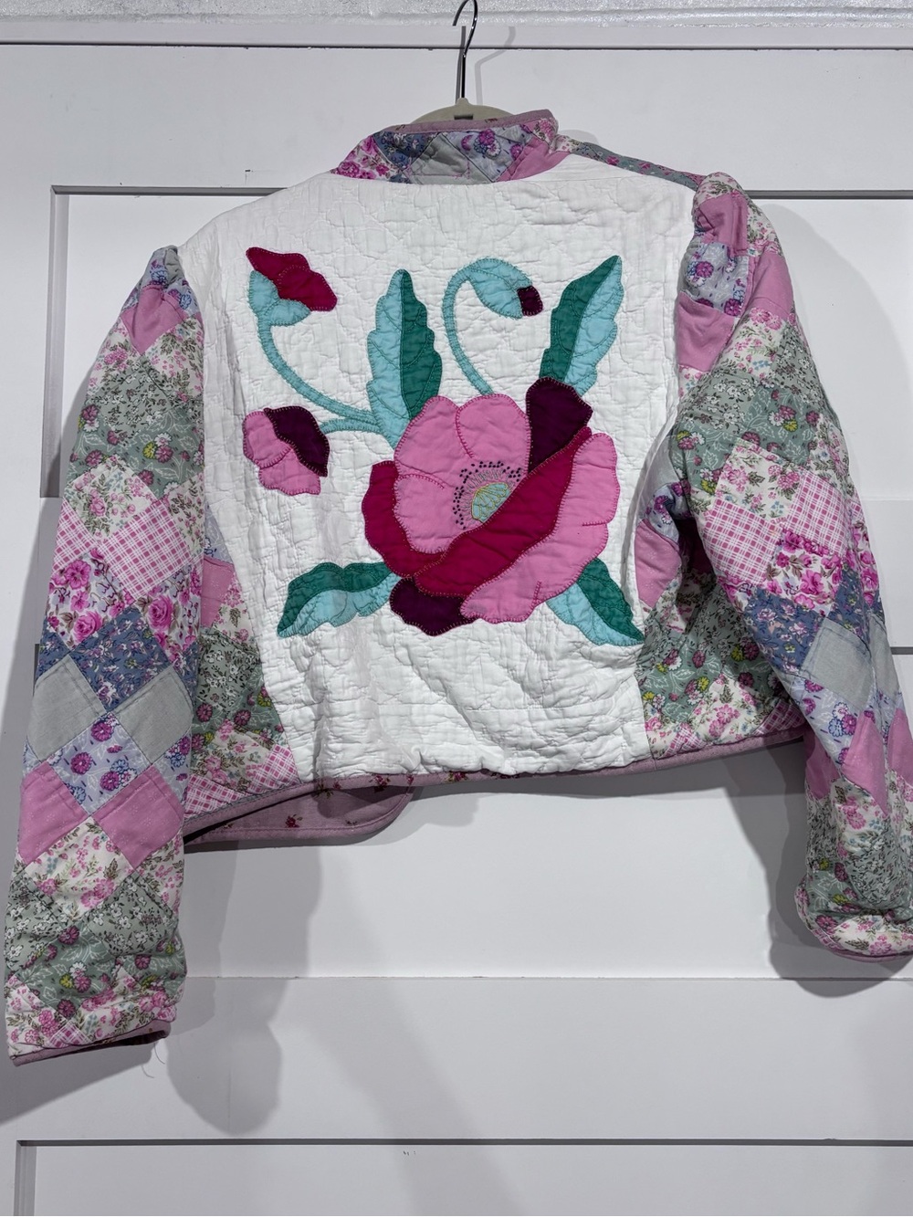Honeybea Shop Canada Handmade Floral Patchwork Quilted Maudie Folk Jacket - Pink